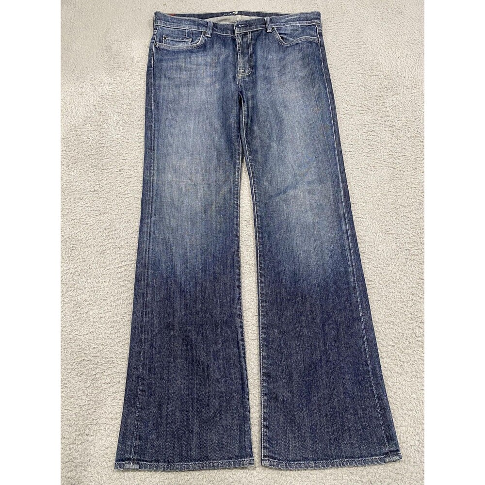 7 For All Mankind Jeans Mens 36x33 Blue Bootcut Stretch Denim Medium Wash USA